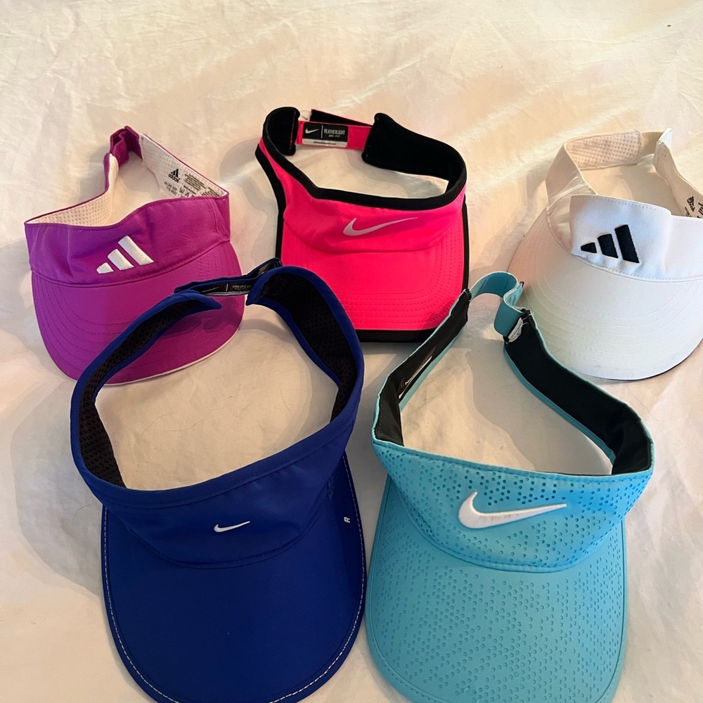 Nike and Adidas Visor Set - Pink, Blue, White